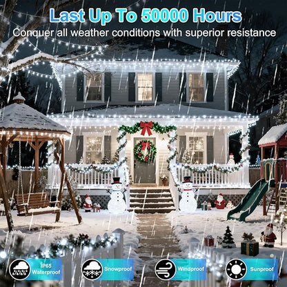 1500 LED 470FT Christmas String Lights, 12 Modes and Timer Memory Dimmable, Plug in Outdoor Waterproof Clear Wire Twinkle Fairy Light for for Xmas Yard Tree Wedding Party Outside Decor (Cool White)
