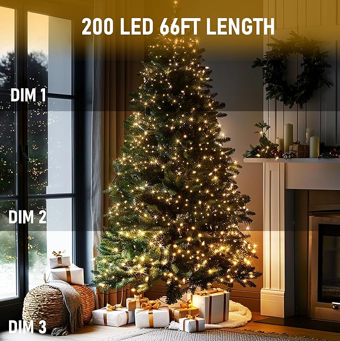 TW SHINE Color Changing Christmas Lights, 66 FT 200 LED Warm White and RGB Halloween Lights with Remote Waterproof, Outdoor String Lights for Indoor Xmas Tree Wedding Decorations