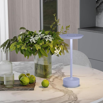 2 Pack Rechargeable Cordless Table Lamps, Portable 5000mAh Outdoor Table Light, 3 Color Stepless Dimming LED Table Lamp with Memory Function, for Home/Dinner/Patio/Restaurant.(Light Purple)