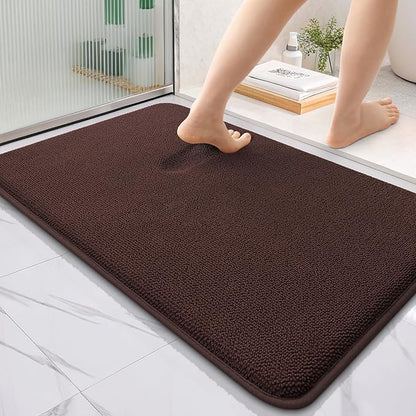 OLANLY Thick Memory Foam Bath Mat Rug 35x24, Extra Soft Absorbent Bathroom Rug, Quick Dry Bath Mats, Non-Slip, Machine Washable Carpet for Bathroom, Tub and Shower, Home Decor Accessories, Brown