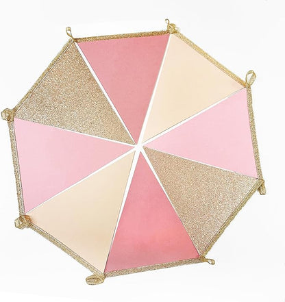 Champagne Gold Dusty Rose Pink Beige Party Pennant Banner Flag Hanging Glitter Paper Triangle Bunting for Women Girls Birthday Baby Shower Wedding Bridal Shower Holiday Party Decorations Supplies