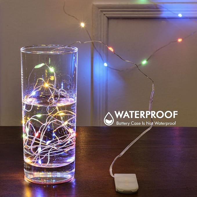 12 Pack Fairy Lights Battery Operated String Lights，7FT 20LED Waterproof Silver Wire Christmas Lights Outdoor,Firefly Mini Lights for Bedroom Party Birthday Wedding Indoor Decorations Home Decor