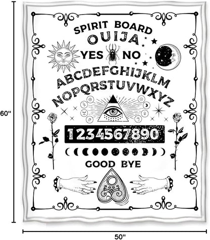 Jekeno Ouija Board Blanket Gifts for Women Men Kids Girls Boys Mother's Day for Mom Dad Home Bedroom Gothic Witch Decor Soft Throw Blankets White 50"x60"
