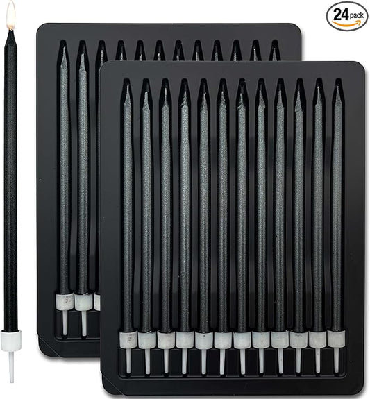 24 pcs 5.1 inches Long Tall Black Birthday Candles for Cake is Perfect Cake Decorations (24, Black)
