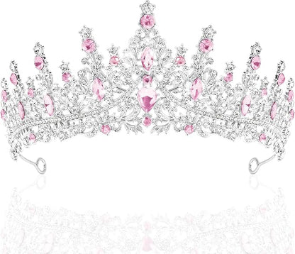 TAROSE Silver Tiaras for Women and Girls, Crystal Gold Crowns for Women, Hair Accessories for Bride/Halloween/Prom/Birthday