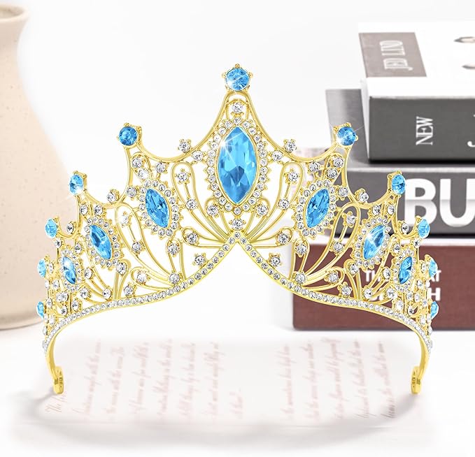 TAROSE Silver Tiaras for Women and Girls, Crystal Gold Crowns for Women, Hair Accessories for Bride/Halloween/Prom/Birthday