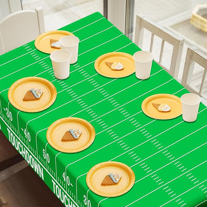 QZYL Football Party Supplies - 3PCS Touchdown Tablecloths, Disposable Tablecloths, Plastic Table Cover, Touchdown Theme Table Runner for Game Day, Birthday Party Decorations