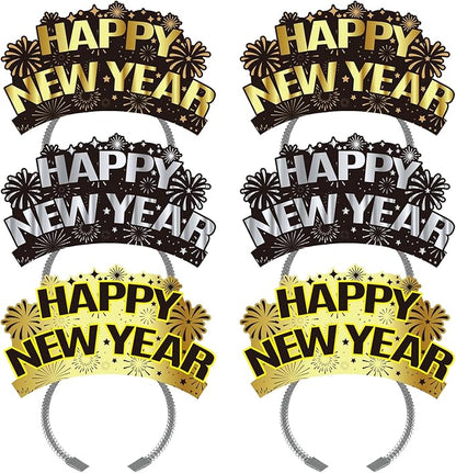 KKBES 12 Pieces Happy New Year Headbands, New Years Eve Party Hats, 2026 New Years Eve Party Supplies