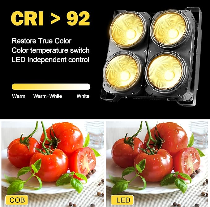 COB Stage Lights, 400W LED Par Light, 3500K~7500K Spotlights LED Blinder Warm&Cold White DMX512 Sound Activated for Church Events Wedding Parties Concert Theater