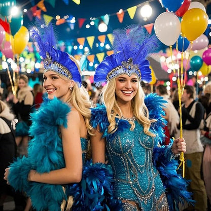 Women's Carnival Feather Headpieces Sequin Headdress for Wedding Masquerade Party Cosplay Feather Headbands