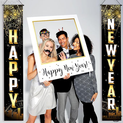 KatchOn, Happy New Year Door Banner - 72x12 Inch | Happy New Year Banner for 2026 New Years Decorations 2026 | NYE Decorations 2026 | New Years Eve Party Supplies 2026