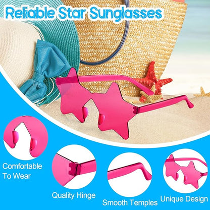 PLULON 40 Pairs Multicolor Star Sunglasses Rimless Star Shape Sunglasses, Colorful Star Glasses Bulk Bachelorette Sunglasses Star Party Favors for Birthday Beach Kids Adult