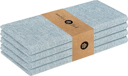 Native Fab Solid Cloth Napkin Set of 4, 100% Chambray Cotton, Washable, Reusable Dinner Cloth Napkin 17x17 inches, Table Decor Napkins for Dinner, Events, Teal Green