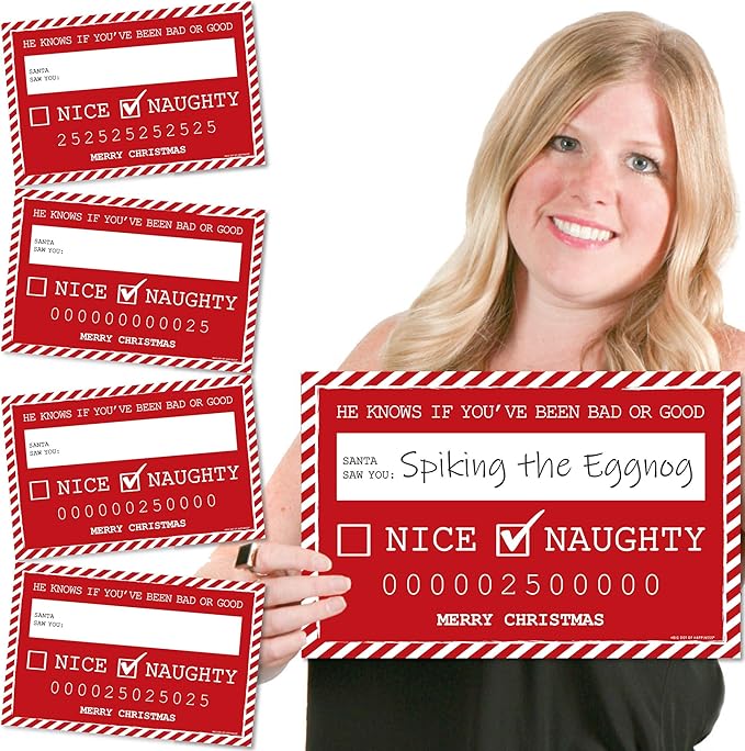 Big Dot of Happiness Santa's Naughty List Mug Shots - Christmas Party Photo Booth Props Party Mugshot Signs - 20 Count