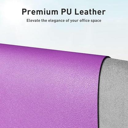Aothia Faux Leather Desk Mat - Non-Slip PU Leather Desk Blotter, Waterproof Writing Surface, Large Desk Pad for Office & Home (Iris Violet, 55" x 24")