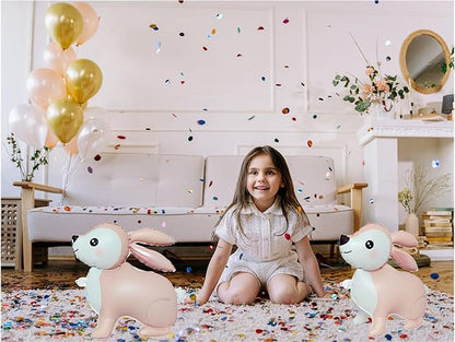 Pink Bunny Foil Animal Balloons Kids Baby Shower Birthday Party Supplies Children Jungle Themed Decorations Woodland Safari Animal Balloons, Thanksgiving Christmas New Year Party Photo Props 2Pcs