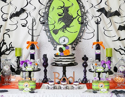 30 pcs Black Hanging Swirls Decorations Swirl Party Decorations Plastic Party Streamer for Ceiling, 26"