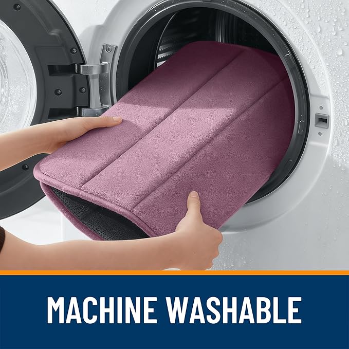 OLANLY Memory Foam Long Bathroom Rugs Runner 47x20, Super Soft Absorbent Bath Mat, Quick Dry, Machine Washable Shower Floor Rugs, Bathmat Carpet, Bathroom Home Decor Accessories, Deep Plum