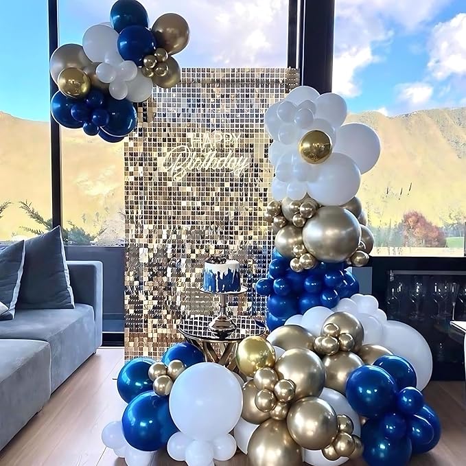 Light Gold Shimmer Wall Backdrop 12 Panels Cover 4 x 3 Ft, Photo Backdrops for Wedding,Anniversary,Birthday,Party Decoration