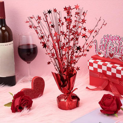 Crowye 18 Pcs Foil Spray Centerpiece Christmas Party Winter Star Table Decoration Burst Metallic Table Centerpieces for Birthday Party Season Holiday(Red)