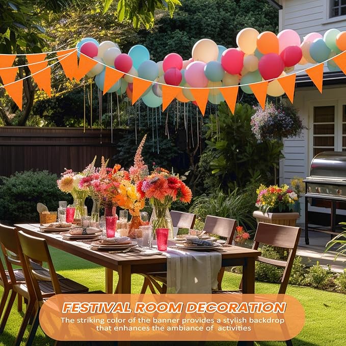 100 Feet Pennant Banners Flags 75 Solid String Triangle Flags for Grand Opening, Carnival Theme Birthday Party Decoration Outdoor Events Classroom Decoration(Orange)