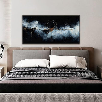 Canvas Wall Art Decor Modern Paintings Abstract Wall Decor Maximalist Gold Circle Black White Abstract Wall Art Prints Picture For Bedroom Kitchen Office Artwork Ready To Hang 20" × 40"