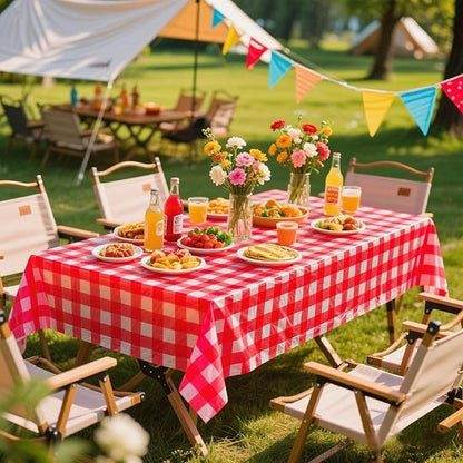 Kesfey Red and White Checkered Tablecloths 3 Packs Red Gingham Plastic Table Cloths 54 X 108 Inches Disposable Waterproof Party Picnic Table Covers Rectangle Checkered Tablecover for Birthday Decor