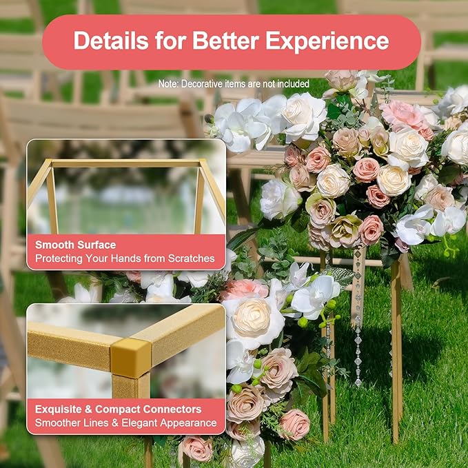 10 Pcs Gold Flower Stands 23.6 Inch Tall, Metal Geometric Floral Display Racks for Wedding Table Centerpieces Decorations, Modern Rectangle Flower Column for Party Event Reception