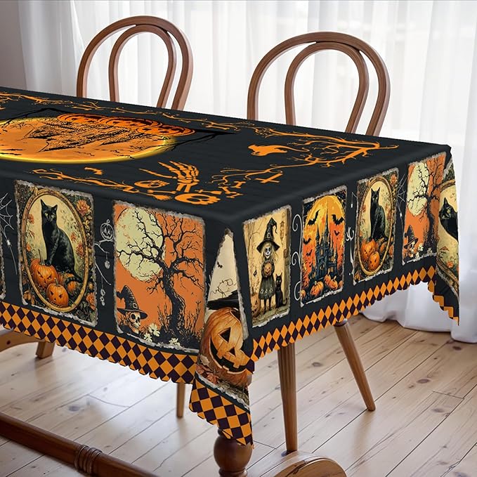 Eikione Rectangular Tablecloth 140x180inch, Halloween Grimace Tablecloth Waterproof and Wrinkle-Free, Table Covers, Summer Decorations for Home Dining