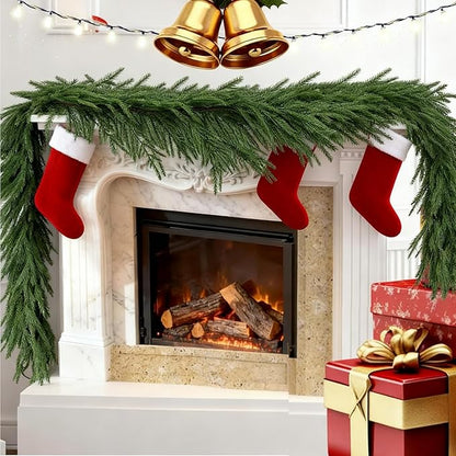 4 Pcs 6 Ft Christmas Norfolk Pine Garlands, Christma Greenery, Christmas Decor, Christma Garland Faux for Table, Mantle, Wall, Indoor, Outdoor Christma Decorations (4Pcs,6 FT)