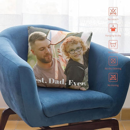 Easycosy Custom Pillow with Picture & Text, Two-Sides Velvet Customized Photo Pillowcase, 26"x26" Personalized Pillow Cover with Photo, Custom Love Keepsake Gifts (No Pillow Insert)