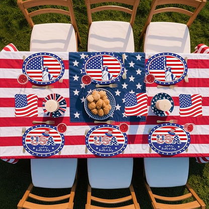 100Pcs 4th of July Oval Paper Plates and Napkins,10" x 12" Large Disposable Independence Day Plates for July Fourth Patriotic Party
