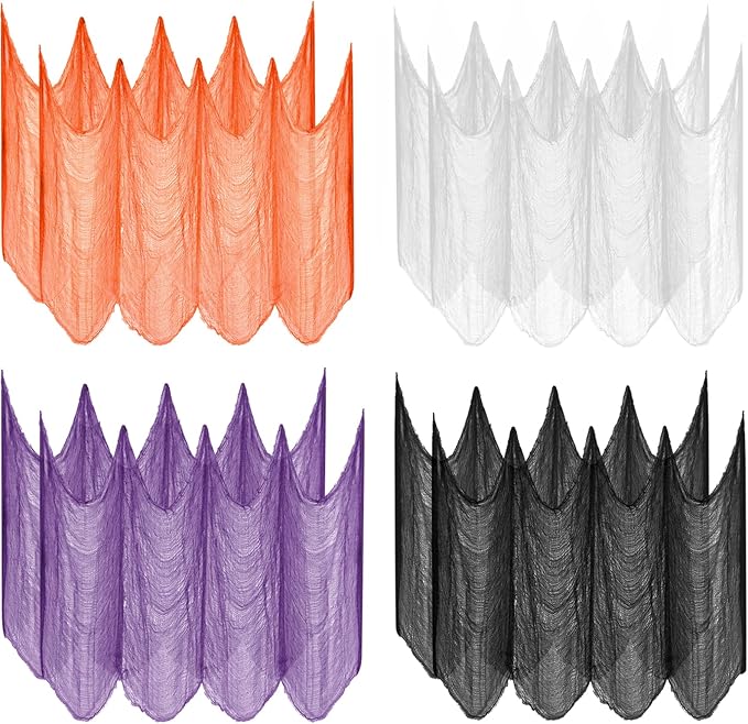 Halatool 8 Pack Halloween Creepy Cloth - 30 x 75 Inch Creepy and Spooky Halloween Decorations for Party Supplies Outdoor Yard Home Wall Decor（2 Black, 2 White, 2 Purple, 2 Orange）