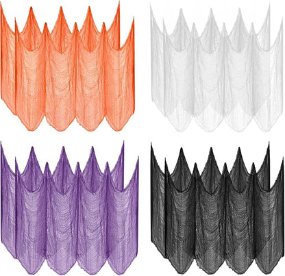 Halatool 8 Pack Halloween Creepy Cloth - 30 x 75 Inch Creepy and Spooky Halloween Decorations for Party Supplies Outdoor Yard Home Wall Decor（2 Black, 2 White, 2 Purple, 2 Orange）