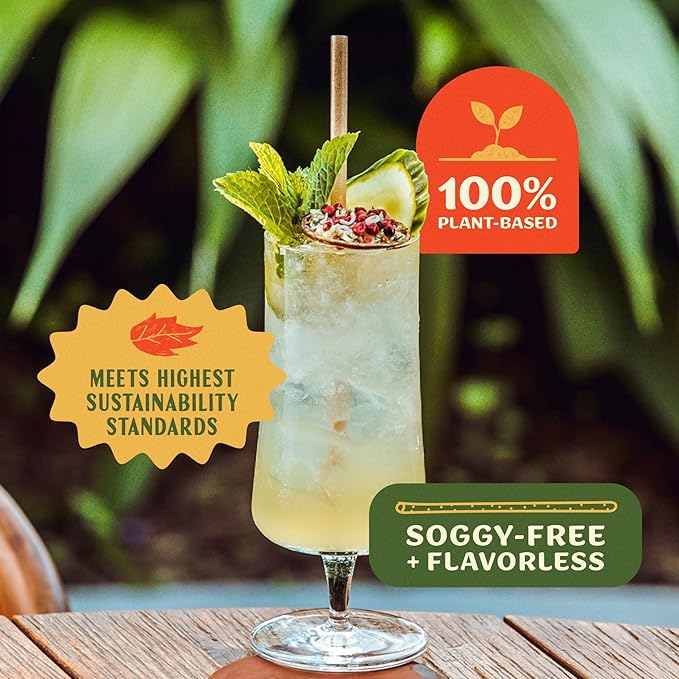 Bulk Pack of 6 Inch Agave Straws | 2000 count | Sustainable & Compostable Drinking Straws made from Upcycled Agave Plant Fiber | Long-Lasting, Durable Drinking Straws that Won't Get Soggy