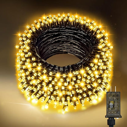 Nisocy 100FT LED String Lights Outdoor Waterproof – Warm White Fairy Lights with Plug, Connectable Christmas Tree Lights for Patio, Garden, Bedroom, Wedding, Party, Decor
