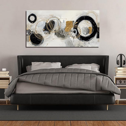Black White and Gold Prints Wall Decor for Bedroom Abstract Poster Wall Art for Office Large Wall Art for Living Room Size 29 x 58 Inch