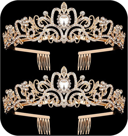 Crystal Tiara Crowns For Women Girls Princess Elegant Crown with Combs Women's Headbands Bridal Wedding Prom Birthday Party
