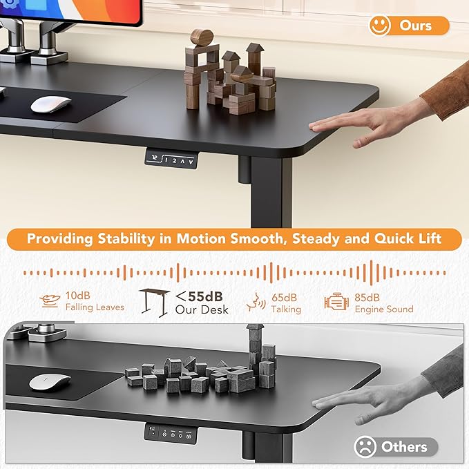 Furmax 55 x 24 Inches Electric Height Adjustable Standing Desk Large Sit Stand Up Desk Home Office Computer Desk Memory Preset with T-Shaped Metal Bracket, Black