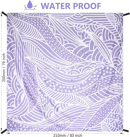 Beach Blanket Waterproof Sandproof Extra Large Beach Mat 79" X 83"/120"x108"for 1-8 Adults Quick Drying Durable Outdoor Picnic Mat for Beach Travel Camping Hiking