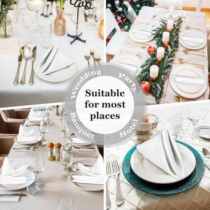 Bailarina 80 Pack White Satin Napkins,17x17 Inches Wedding Napkins Square Soft Silky Table Napkins Bulk Decorative Elegant Cloth Napkin for Party Decoration, Banquet,Wedding,Graduation