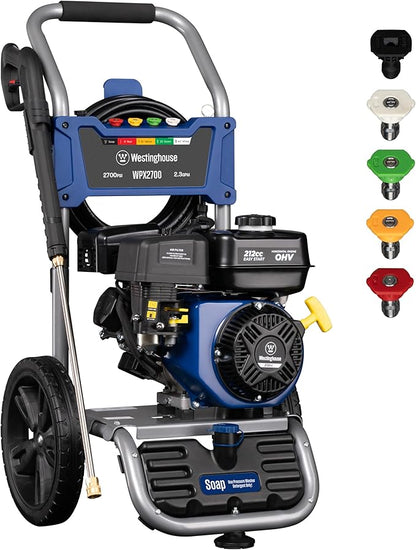 Westinghouse WPX2700 Gas Pressure Washer, 2700 PSI and 2.3 Max GPM, Onboard Soap Tank, Spray Gun and Wand, 5 Nozzle Set, for Cars/Fences/Driveways/Homes/Patios/Furniture