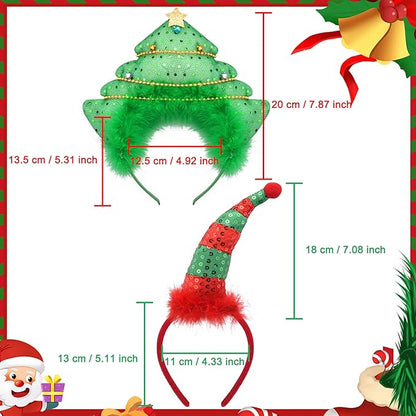 BQTQ 12 Pieces Christmas Headbands Xmas Party Costume Headband for Christmas Holiday Favor