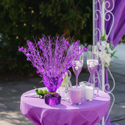Crowye 18 Pcs Foil Spray Centerpiece Christmas Party Winter Star Table Decoration Burst Metallic Table Centerpieces for Birthday Party Season Holiday(Purple)