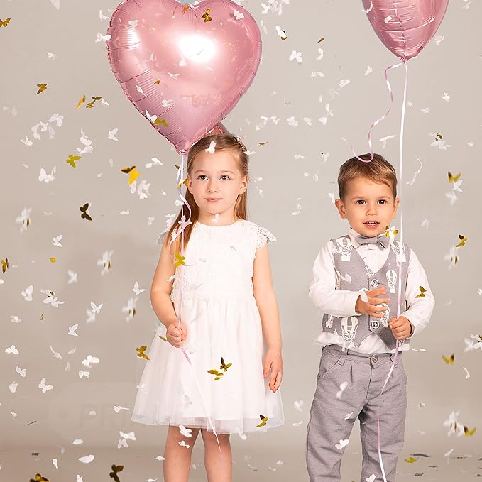 PrimePure Confetti Cannon Party Poppers - Butterfly White Confetti Poppers - 2 Pack - White Paper & Gold Butterfly Pop Gun for Wedding Send Off, Bridal Shower, New Years Eve 2026, Birthday, Parties