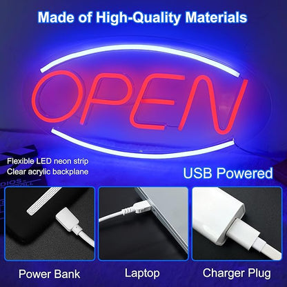 Neon Open Signs for Business, Super Bright LED Open Sign, Open Neon Sign with ON/OFF Switch, Neon Light Up Sign for Window Party Wall Store Shop Bars Coffee Salon Club Hotel