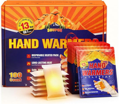 Hand Warmers Disposable 200/150/100/50/30 pcs, Up to 13 Hours of Heat Body Warmers, Air Activated Bulk Hand Warmers for Women Men, Gifts for Christmas, Golf Hunting Camping Essentials
