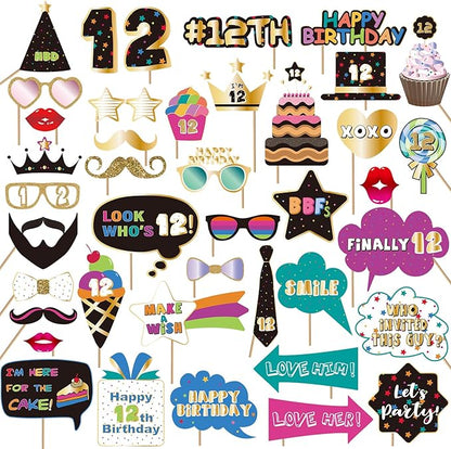 BRT Bearingshui 12th Photo Booth Props - Birthday Party Accessories, Signs & Decorations