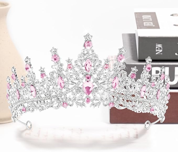 TAROSE Silver Tiaras for Women and Girls, Crystal Gold Crowns for Women, Hair Accessories for Bride/Halloween/Prom/Birthday