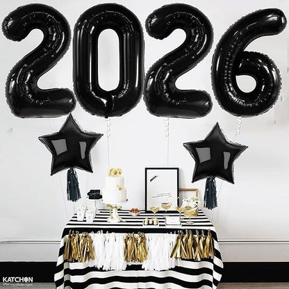 Katchon, Black Giant 2026 Balloons - 42 Inch, Happy New Year Decorations 2026 | New Year 2026 Balloons, 2026 Happy New Year Party Decorations | 2026 Black Balloons